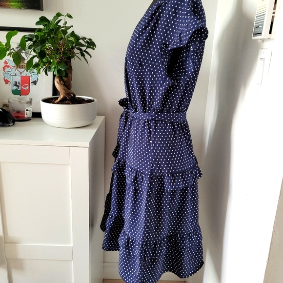 Monteau polka dot navy dress Size L - Picture 4 of 8